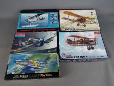 Roden, Eduard, Monogram, Fujimi - Five boxed plastic model kits in various scales.