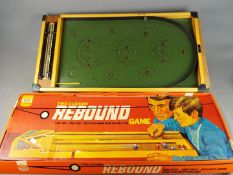 Ideal, Kay - A boxed vinatge Kays Bagatelle game, with a boxed Rebound game.