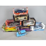 Maisto, New Ray, Bburago - Eight diecast model cars mainly in 1:24 scales and predominately boxed.