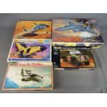 Academy, Revell, Esci, Fujimi - Five boxed plastic model kits in various scales.