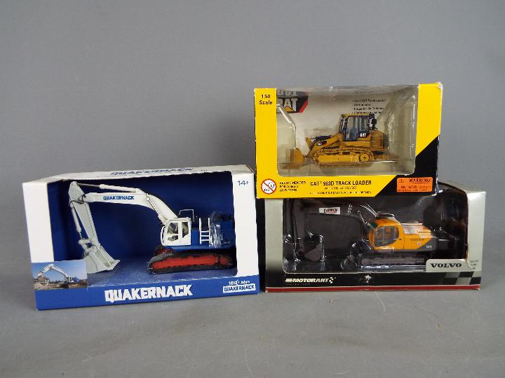 Motorart, Ertl, Norscot - Three boxed 1:50 scale diecast construction vehicles.