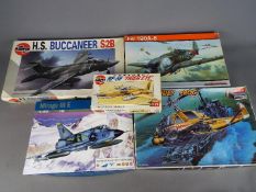 Airfix, Academy, Eduard, Italeri - Five boxed plastic model kits in various scales.