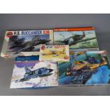 Airfix, Academy, Eduard, Italeri - Five boxed plastic model kits in various scales.