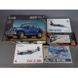 Airfix, Revell, Eduard - Five boxed plastic model kits in various scales.