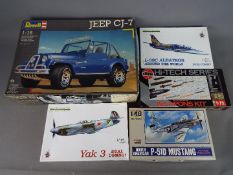 Airfix, Revell, Eduard - Five boxed plastic model kits in various scales.