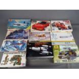 Tamiya, Eduard, Airfix, Pegasus Hobbies - 10 boxed plastic model kits in various scales.