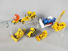 Corgi, NZG, Gescha, Joal - Seven unboxed 1:50 scale diecast construction vehicles.