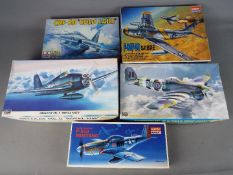 Hasegawa, Esci, Academy - Five boxed plastic model kits in various scales.