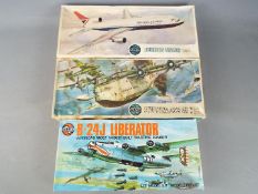 Airfix - a collection of three vintage Airfix all plastic model kits to include a B-24J Liberator
