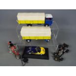 Dinky Toys, Corgi Toys, Others - Three unboxed diecast vehicles plus a diecast motorcycle clock.