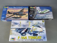 Revell - Three boxed Revell model aircraft kits in various scales.