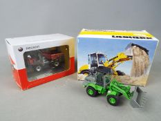 NZG, Universal Hobbies - Two boxed diecast construction vehicles in 1:50 scale.