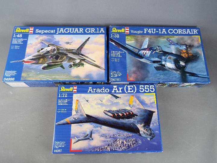 Revell - a collection of three Revell plastic model kits to include a Sepecat Jaguar GR.1A model No.