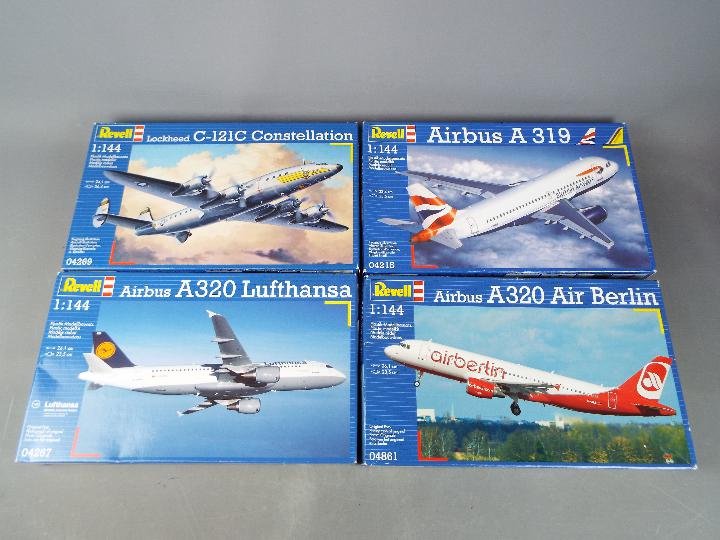 Revell - a collection of four plastic model kits to include a Lockheed C-121C Constellation model
