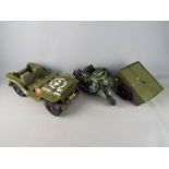 Palitoy / Hasbro - An unboxed Palitoy Action Man Motorcycle and side car with mounted gun,