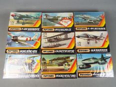 Matchbox - Nine boxed 1:72 scale plastic model aircraft kits.