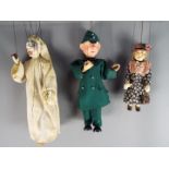 Marionettes - three early wooden Marionettes comprising a woman 25 cm (h),