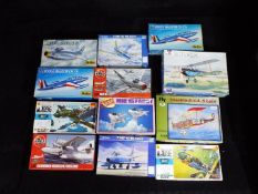 Heller, Hasegawa, AirfixTrumpeter , Others - 12 plastic model aircraft kits in various scales.