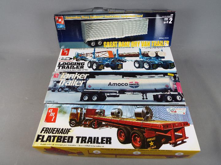 AMT, AMT ERTL - Four boxed 1:25 scale model kits to include Amoco Tanker Trailer,