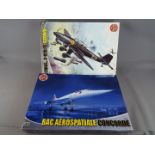 Airfix - Two boxed Airfix model kits comprising a 1:72 scale # A09005 BAC Aerospatiale Concorde and