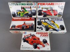 Tamiya - Five boxed 1:20 scale model kits of racing cars from the Grand Prix Collection to include