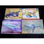 Four boxed 1:48 scale model kits of fighter planes to include Italeri # 848 F-16 B/D Viper and #
