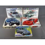 Tamiya - Five boxed 1:20 and 1:24 scale model kits to include Ferrari F50, Fiat 131 Abarth Rally,