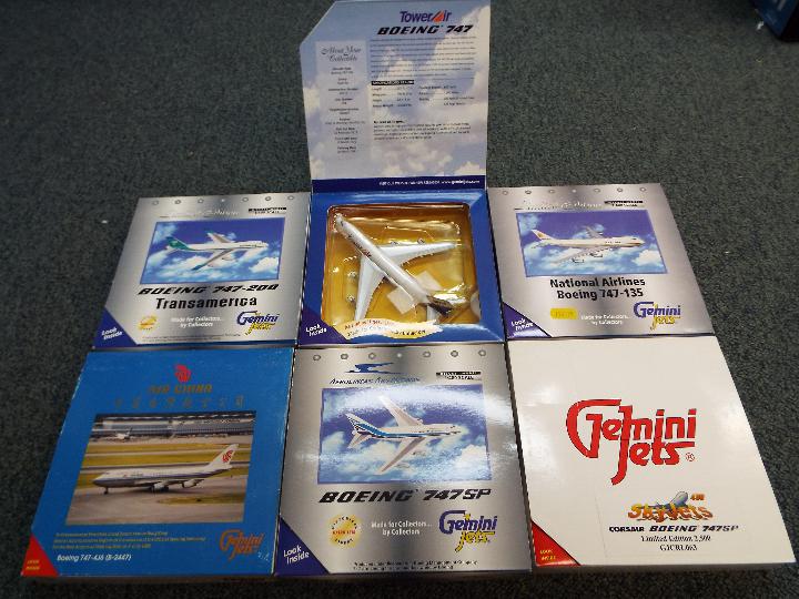 Gemini Jets - six diecast 1:400 scale model aeroplanes, various liveries,