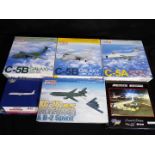 Gemini Jets and Dragon Warbirds - six (2 Gemini and 4 Dragon) diecast 1:400 scale model aeroplanes,