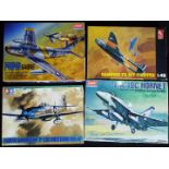 Tamiya, Academy, Hobby Craft - Four boxed plastic model aircraft kits in various scales.