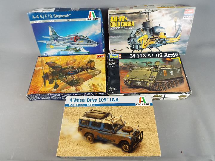 Italeri, Roden, Academy and Revell - 5 Boxed Plastic Model Kits in various scales.