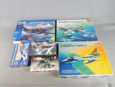 Six boxed model kits in varying scales to include Revell Avro Lancaster Mk.