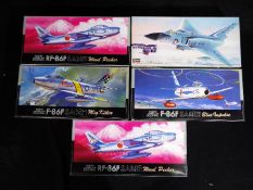Fujimi and Hasegawa - Five 1:72 scale model kits of aeroplanes to include General Dynamics F-106A