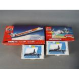 A collection of Captain Scarlet Airfix model kits opened boxes with sealed packages - Boeing 727