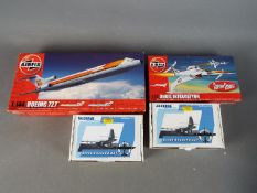 A collection of Captain Scarlet Airfix model kits opened boxes with sealed packages - Boeing 727
