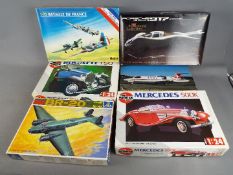 Italeri, Union, Airfix, Heller and Hasegawa - 6 Boxed Plastic Model Kits in various scales.