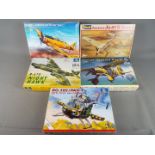 Five boxed model kits of aircraft by Heller,