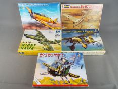 Five boxed model kits of aircraft by Heller,