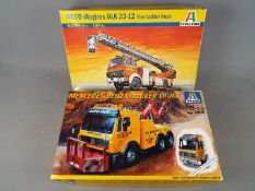 Italeri - Two boxed 1:24 scale model kits comprising # 3808 Mercedes-Benz Wrecker Truck and