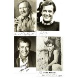 ACTORS - HAND SIGNED PHOTOGRAPHS ROGER MOORE. LESLIE PHILLIPS. JOHN NETTLES. JOHN MORRIS