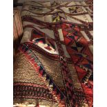 1940s LIBYAN HAND WOVEN KELIM TENT RUG TEXTILE