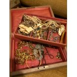 JEWELLERY BOX & CONTENTS 50 PCS OF COSTUME JEWELLERY