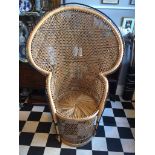 MID CENTURY WICKER PEACOCK CHAIR