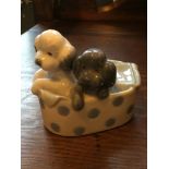 NAO PORCELAIN DOGS IN BASKET FIGURINE