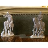 PAIR PEWTER HUNTING BOOKENDS BY SEAGULL PEWTER CANADA