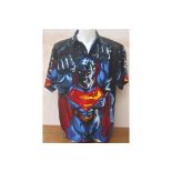 CLOTHING - WARNER BROTHERS SUPERMAN SHIRT ALL OVER PRINT DC COMICS 50 INCH CHEST