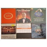 VINYL LP'S ALBUMS - SIX BOX SETS MANTOVANI DYLAN THOMAS OPERETTAS ETC