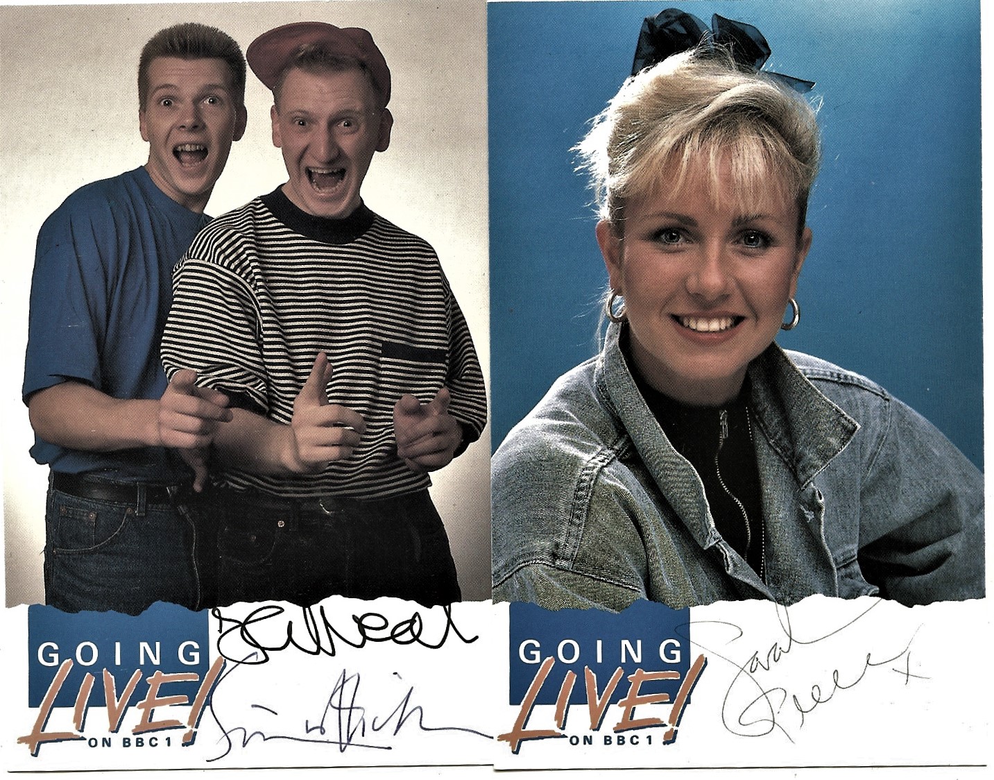 TV PRESENTERS - HAND SIGNED TREVOR NEAL / SIMON HICKSON & SARAH GREENE