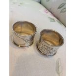 PAIR CHESTER HALLMARKED SILVER NAPKIN RINGS