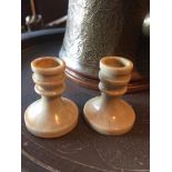 MINIATURE CARVED SOAPSTONE CANDLE STICKS